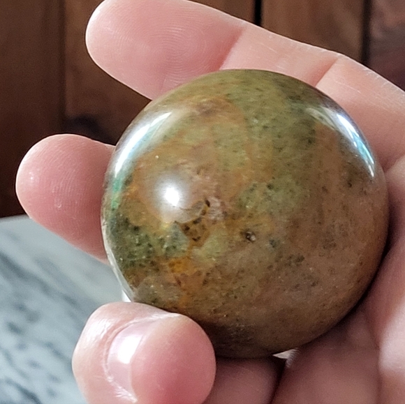 Green and Orange Stone Sphere - Picture 8 of 11